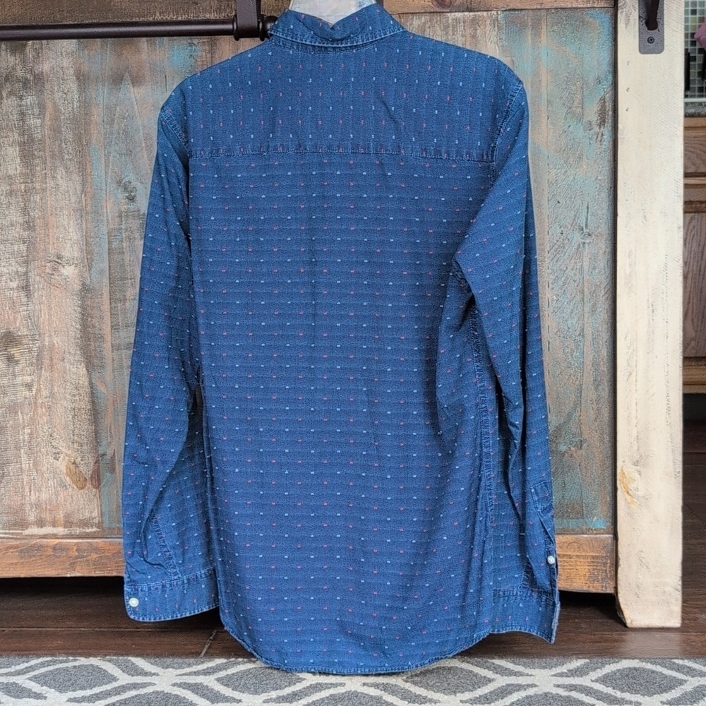 Jack & Jones Button Down Shirt w/ Faded Stripes Stitched Dots - Men's Small - Picture 5 of 7